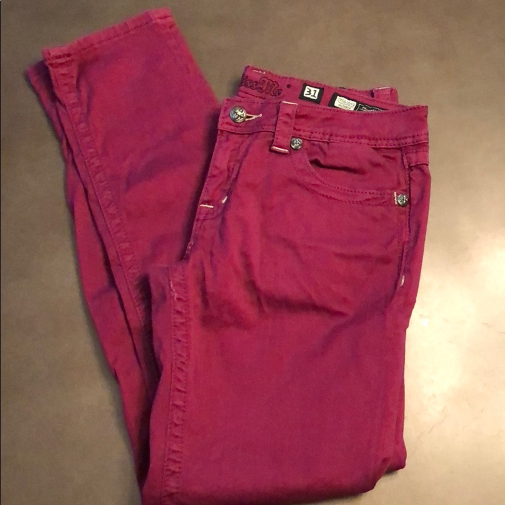 Miss Me Maroon Skinny jeans.